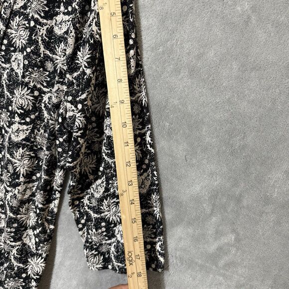 Lucky Brand Top 1X Boho V Neck Plus 3/4 Sleeve Black Floral Bohemian Flowy Tunic - Picture 6 of 10